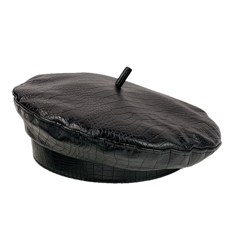 Берет из искусственной кожи шапки для женщин зимняя плоская кепка женский модный