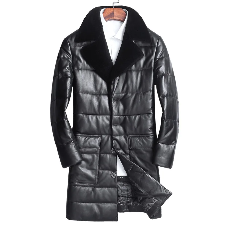 Azazel Новая зимняя мужская куртка из натуральной кожи куртка-пуховик овечьей