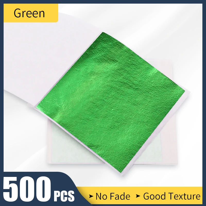 Фольгированная бумага из зеленого сплава с золотыми листьями для