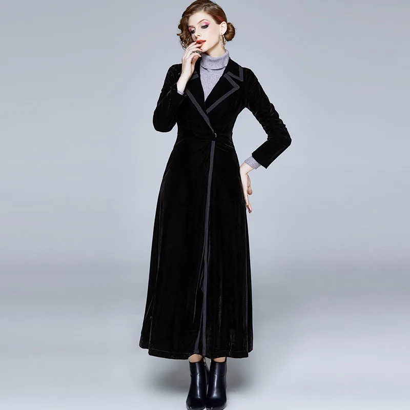 

Ladies windbreaker 2021 autumn and winter new style velvet warmth and thick plus cotton windbreaker all-match long coat
