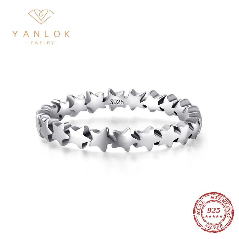 

Женское кольцо со звездами YANLOK, простое составное кольцо из стерлингового серебра 100% пробы, Ослепительная бижутерия, подарок на праздник, 925