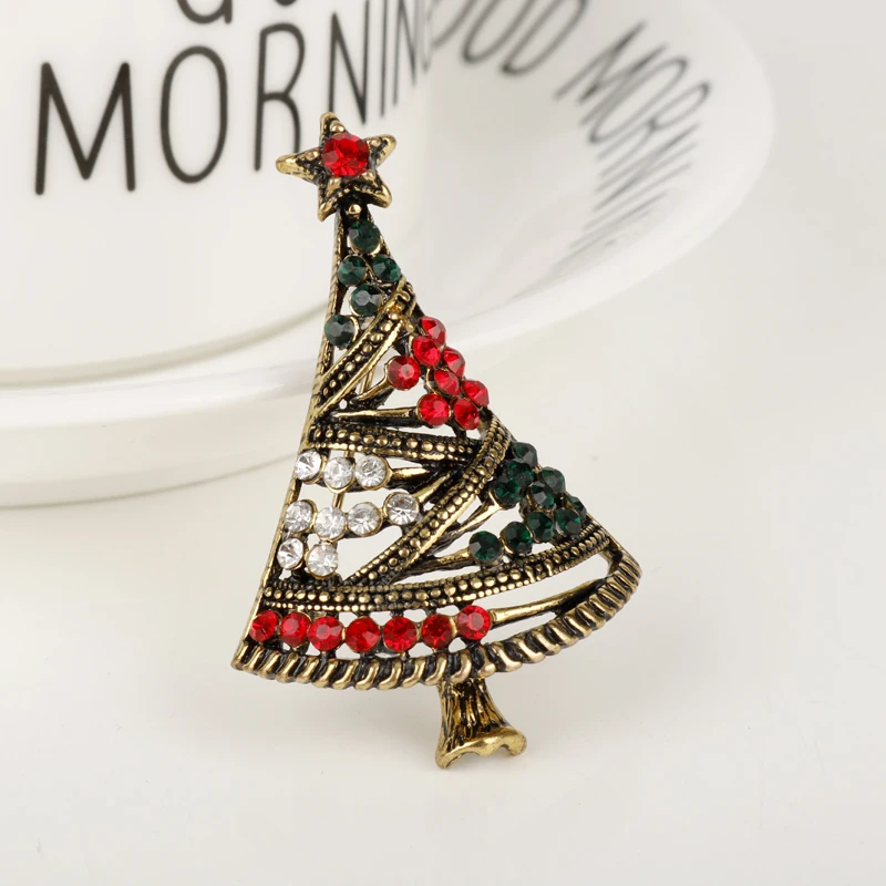 Christmas NEW Fashion Jewelry Rhinestone Christmas Tree Brooch Pins Alloy The Best Gift To a loved one On Xmas Day Party