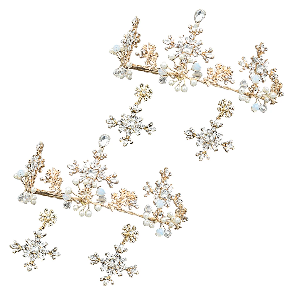 1Set Bride Headdress Exquisite Rhinestone Floral Luxury Crown with Earrings for Lady | Hair Accessories Set