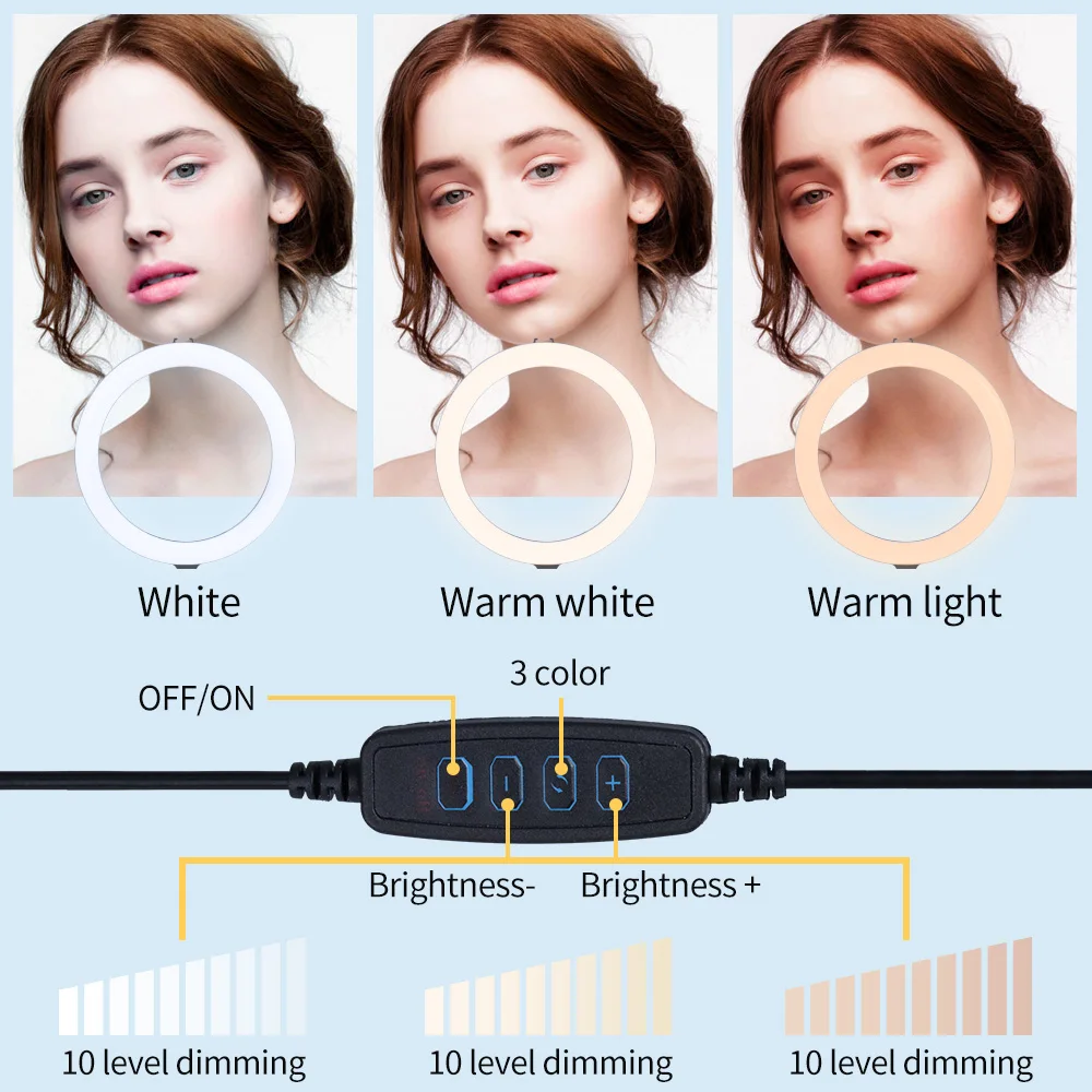 Light LED Live Ring Light Selfie Lamp USB Dimmable Tripod Stand Ringlight Trepied Makeup For Live Video Streaming