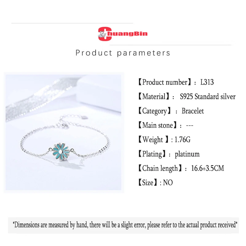 

Authentic S925 Sterling Silver Little Daisy Girl Bracelet Korean Version Fresh Sun Flower Sterling Silver Bracelet