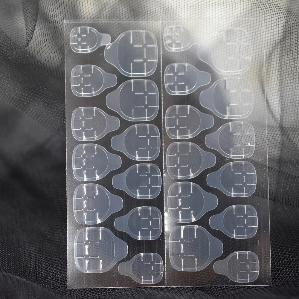 Клейкие наклейки для накладных ногтей 10 листов двусторонние прозрачные гибкие |