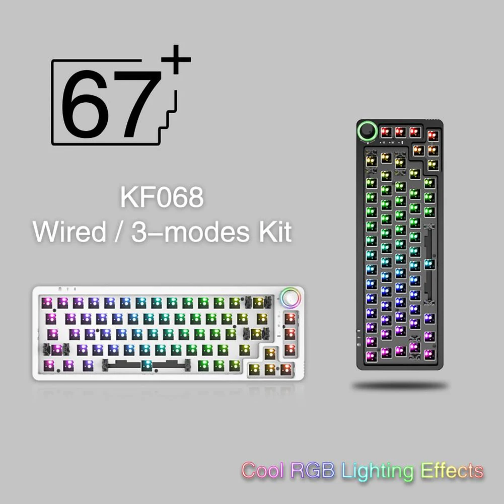 

68 Keys RGB 3 Modes Mechanical Keyboard 60 Percent NKRO DIY Mechanical Hotswap Keyboard Kits for Gaming ESports Tablet Desktop