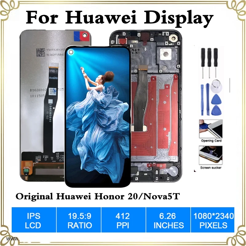 

Original Display For Honor 20 Display Touch Screen For Huawei Nova 5T LCD Display Digitizer honor 20Pro YAL-L21 Replacement Part