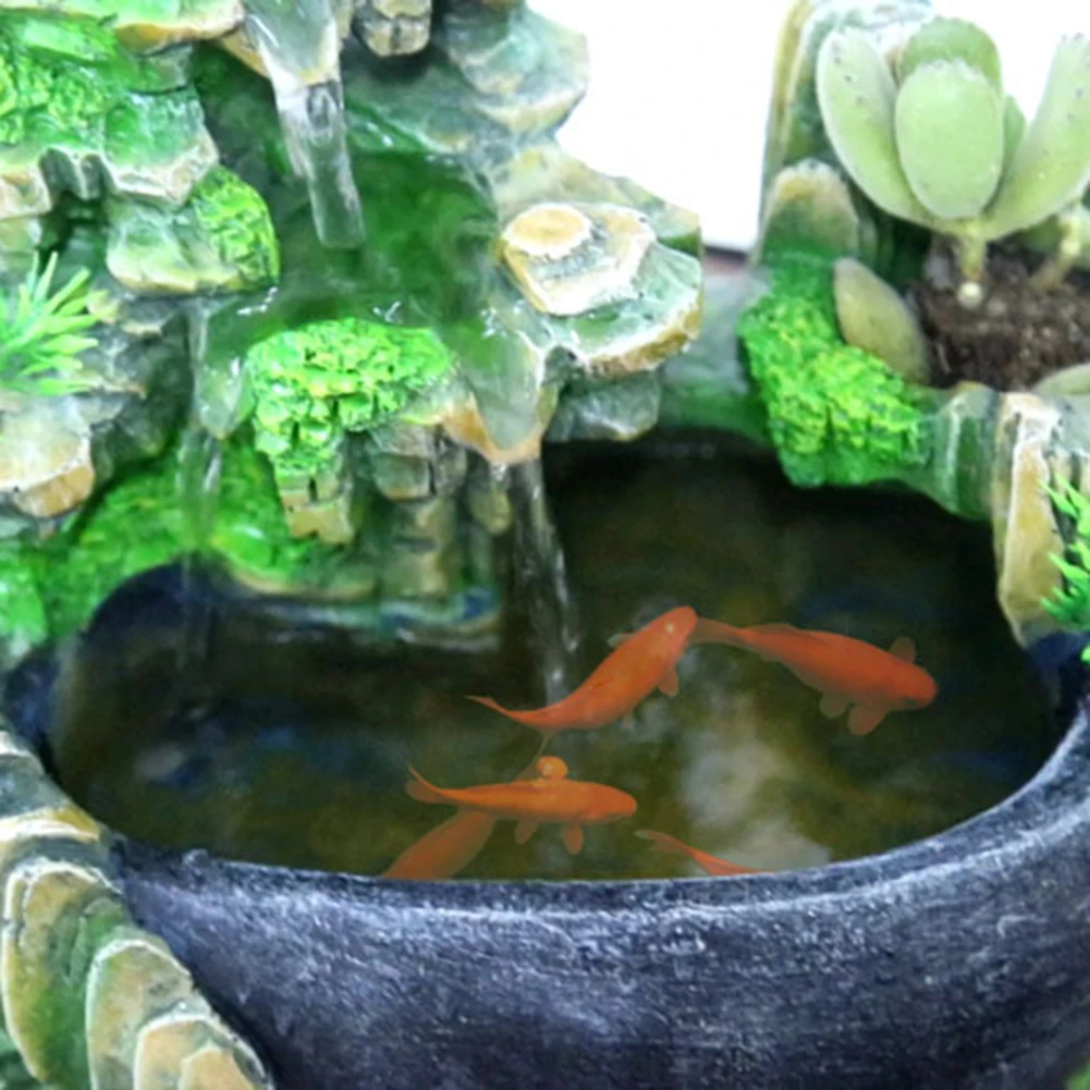 Simulation Resin Rockery Fake Tree Feng Shui Waterfall Humidifier Moisturizing home office living room table Miniatures Decor | Дом и сад