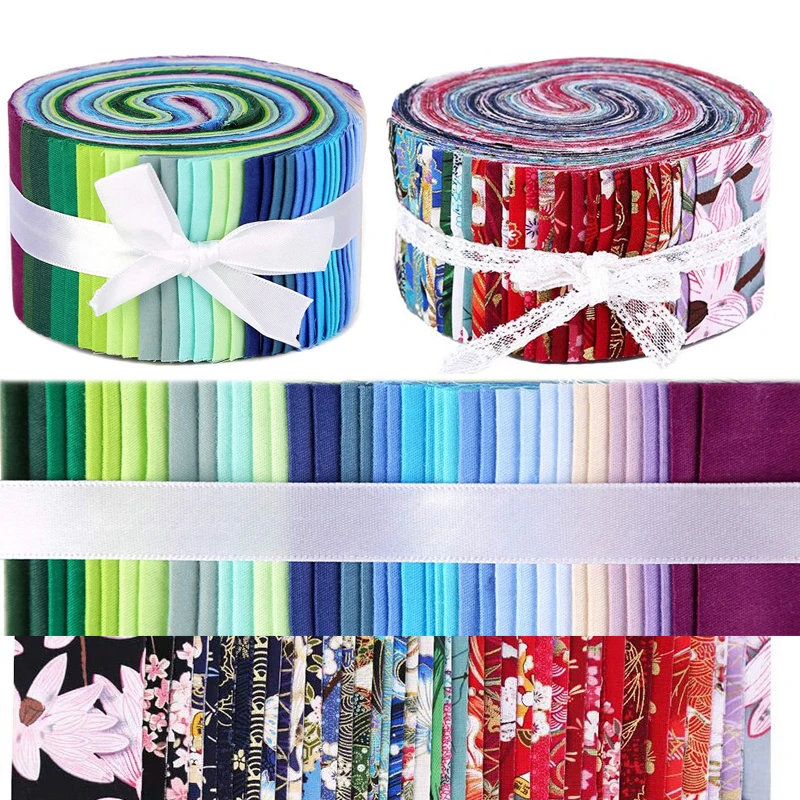 

Dailylike 80Pcs Roll Up Cotton Fabric Quilting Strips, Patchwork Craft Cotton Quilting Fabric With Different Patterns For Crafts