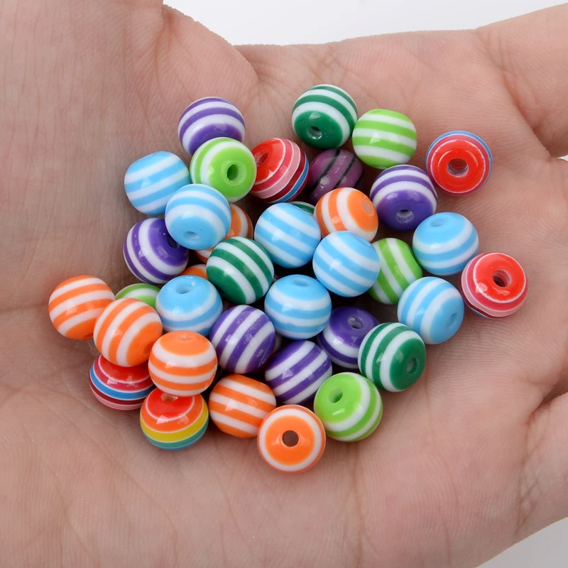 

50/100Pcs Round shape Colorful striped resin beads Jewelry Making DIY Bracelets Necklace Earrings Accessories Beads 6/8/10MM