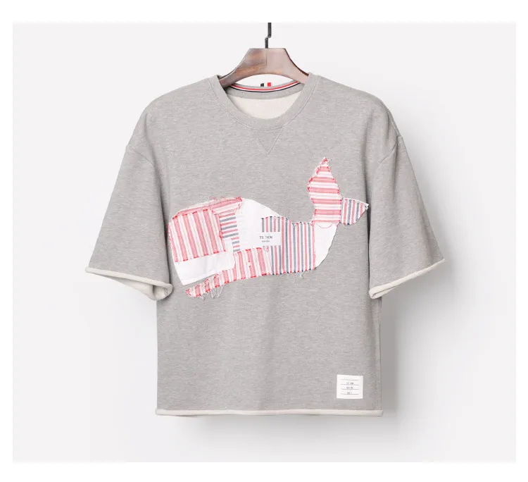 

2021 Fashion TB THOM Brand T-Shirt Women Patch Hole Loose Women's Clothing Hip Hop Summer Bat Sleeve Cotton Patchwork T-Shirts