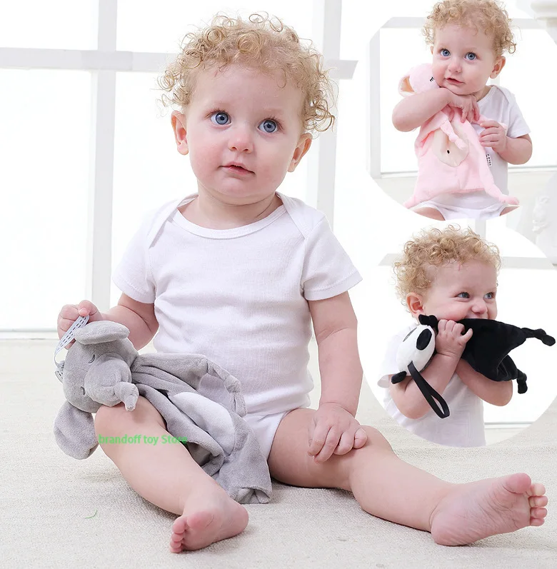 

28*28cm Cartoon Elephant Rabbit Bear Baby Plush Dolls Saliva Towel Comforter Toys for Children Multi-function Baby Towels Wipes