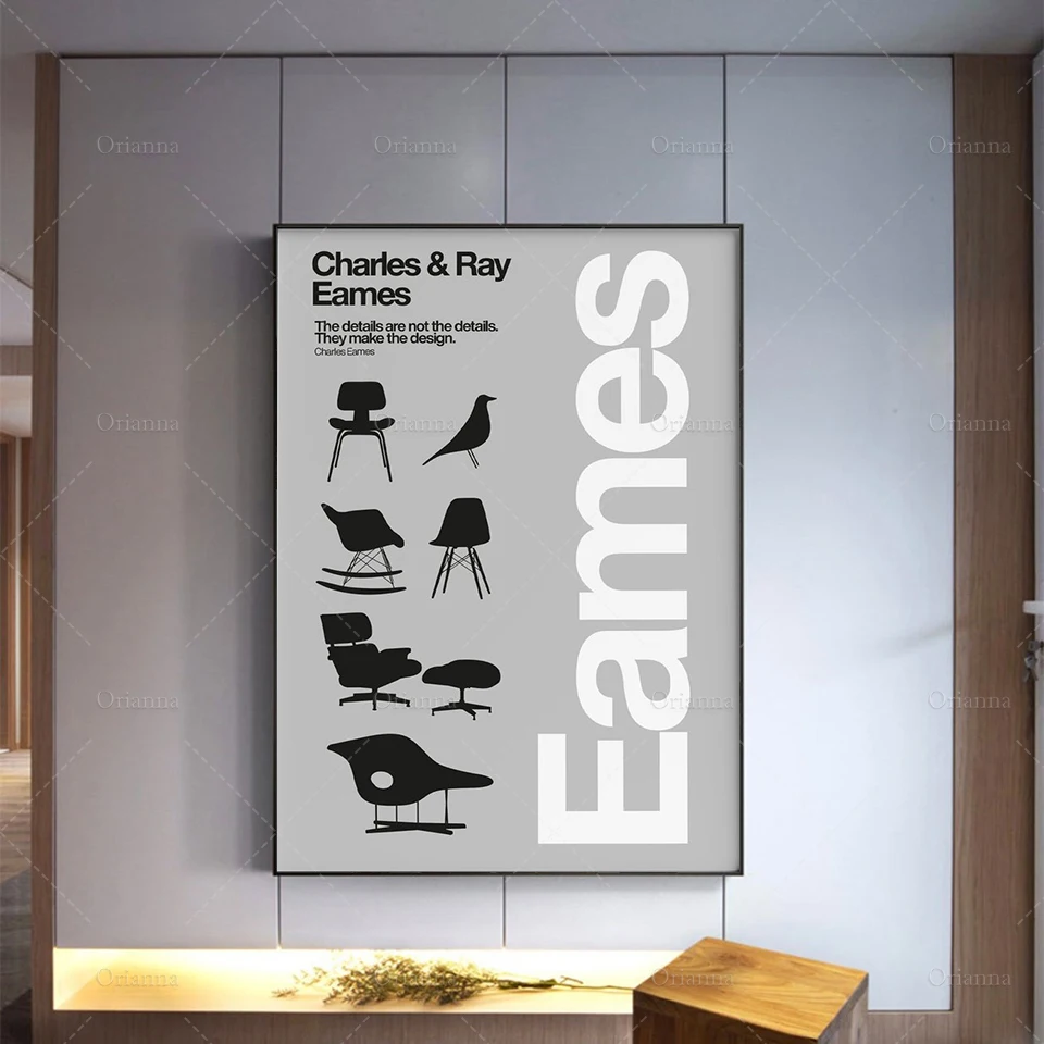 Печать на стульях и птицах Постер Bauhaus цифровая печать минималистичной мебели