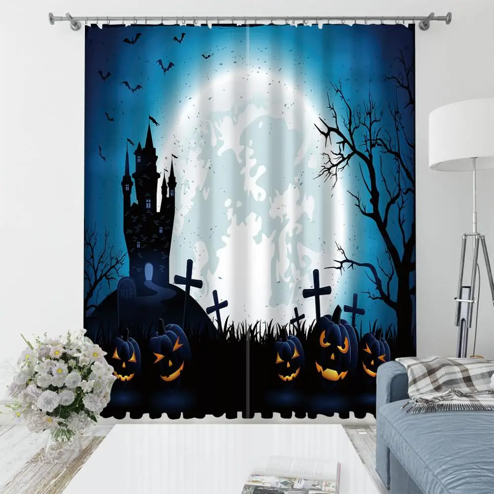 

3D Window Curtain Blackout Shading Curtains For Living Room Bedroom Halloween Decor Kitchen Door Cortinas Drapes