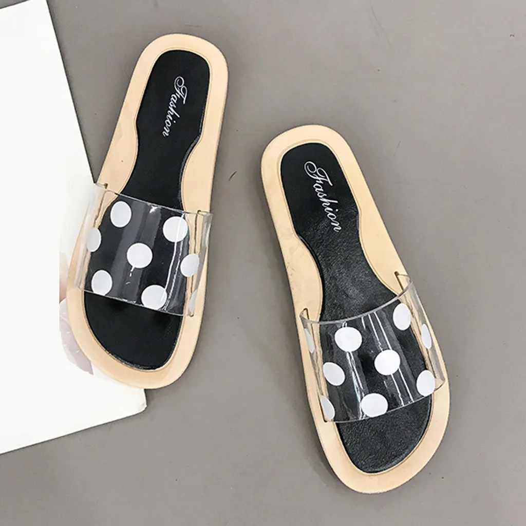 Женские тапочки на плоской подошве Прозрачные Пляжные сандалии шлепанцы в