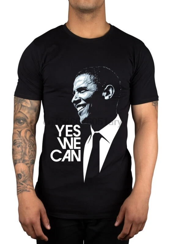 

Barack Obama Yes We Can Slogan Graphic T-Shirt US Election Great Gift Idea