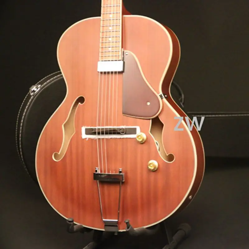 

41In Full Hollow Body Electric Guitar Solid Sapele Top&Backside Korea Pickups Wood Pickguard Top Quality
