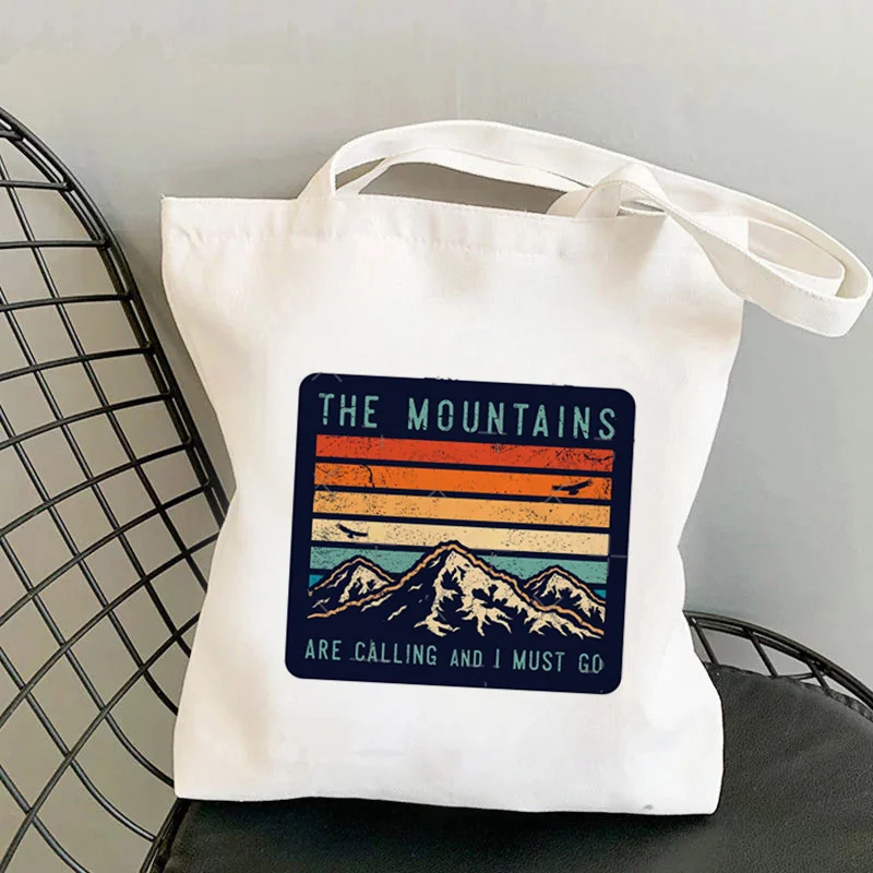 

2021 Сумка-тоут с принтом «горы покупатели», женская сумка-шоппер в стиле Харадзюку, Женская холщовая сумка-шоппер на плечо