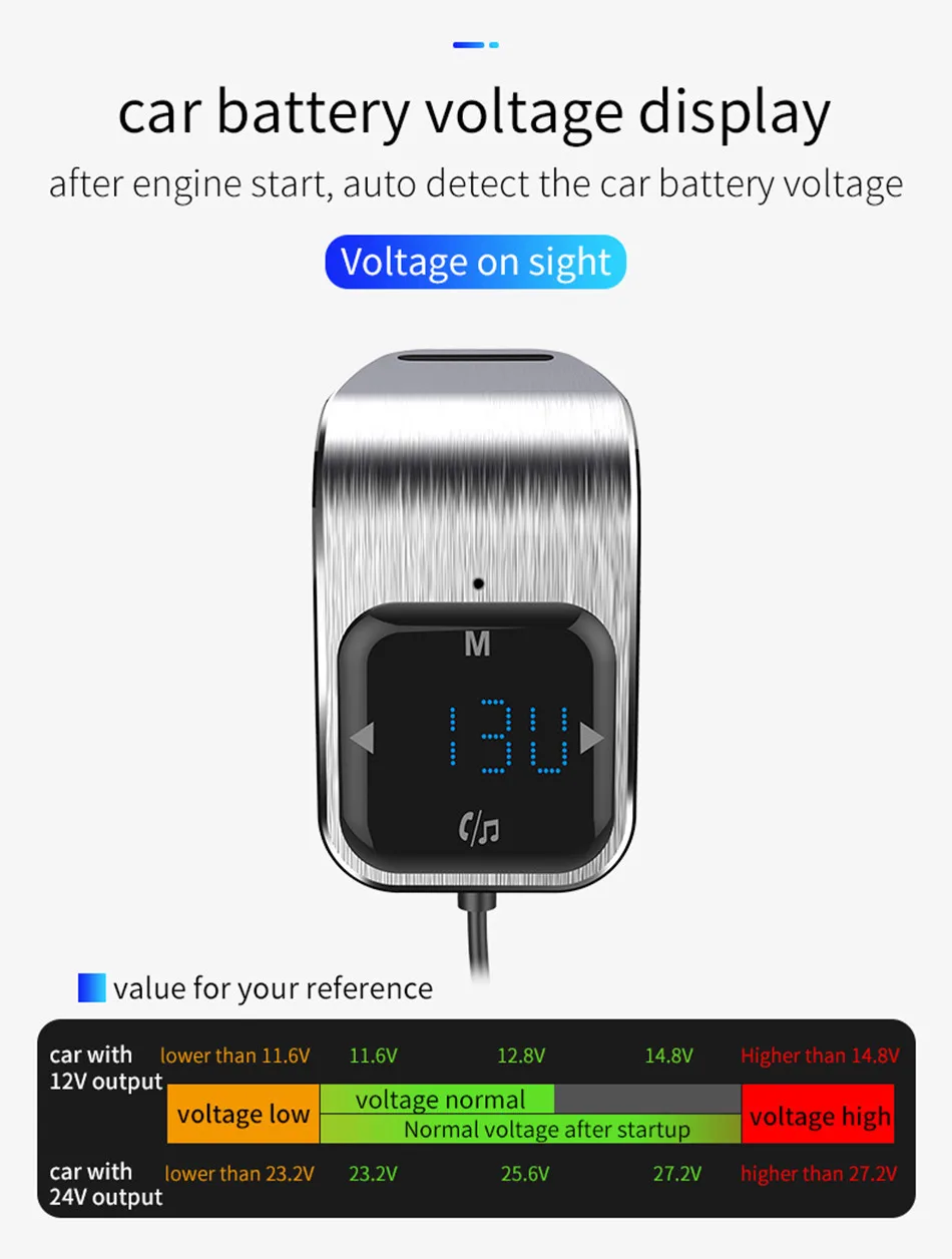 Fm-передатчик Bluetooth автомобильный беспроводной радио адаптер AUX MP3 плеер fm-модулятор с громкой связью двойной USB быстрое зарядное устройство