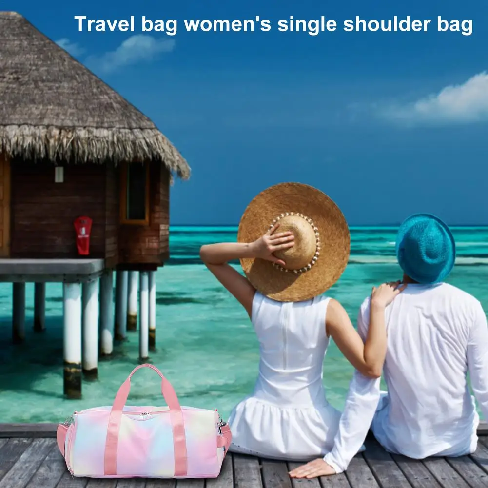 Fashion Travel Bag Female Single-handle Shoulder Bag Cylinder Printing Waterproof Large-capacity Yoga Exercise Bag Travel Bag