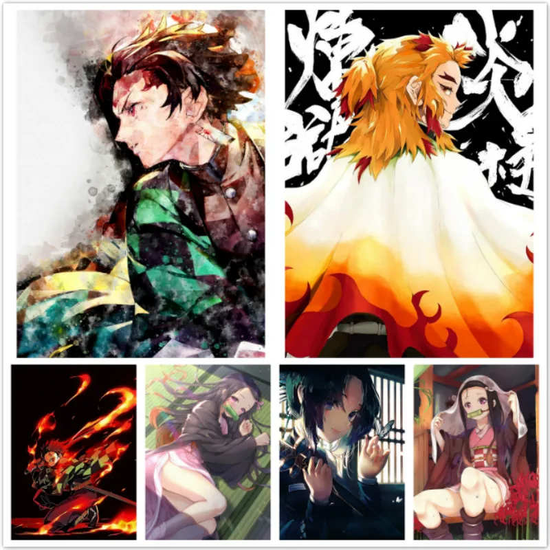 Демон убийца Kimetsu без Yaiba Стикеры алмазов картина полный дрель крестиком аниме