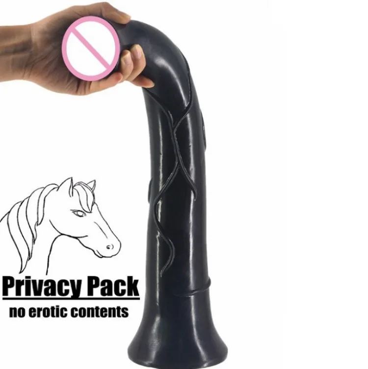 Black Super Huge Animal Dildo Realistic Horse Female Masturbation Thick Penis Suction Cup Sex Toys for Woman Lesbian Fist |