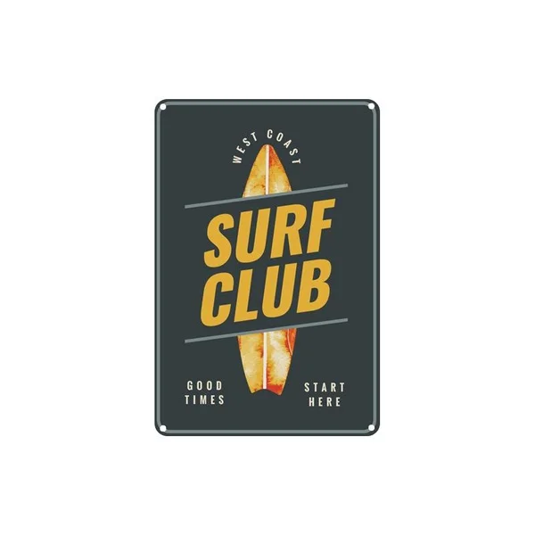 

Vintage West Coast Surf Club Metal Tin Sign 8x12 Inch Retro Home Kitchen Bar Pub Wall Decor New