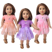 18 inch american doll girls dress summer butterfly lace dress skirt baby toys accessories fit 43 cm boy dolls birthday gift d4