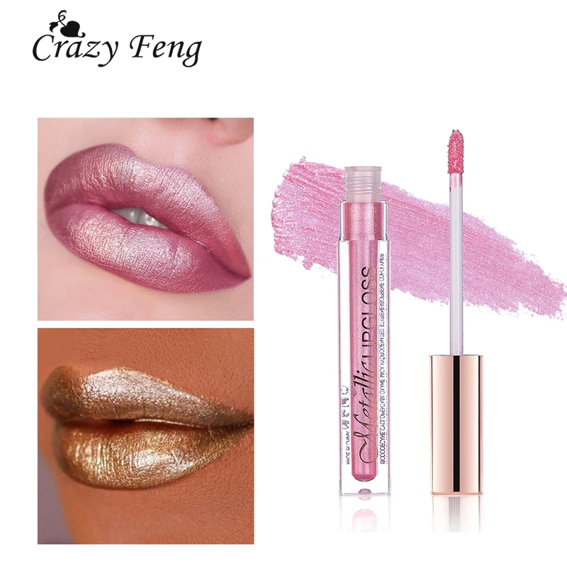 Блестящая губная помада Жидкий Макияж водостойкий металлический блеск для губ