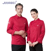 long sleeve chef uniforms jacket men women unisex cook coat restaurant hotel kitchen wear waiter barber bakery work clothes