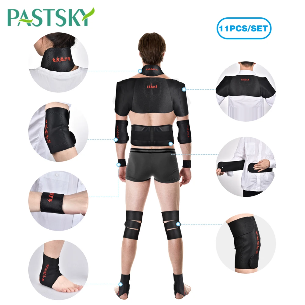

11Pcs Magnetic Tourmaline Belt Support Brace Set Knee joint Self-heating Therapy Arm Back Neck Lumbar Shoulder Posture Correcter
