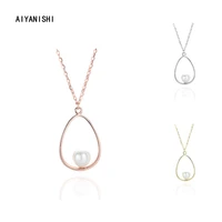 aiyanishi 925 sterling silver hallow shell pearl pendant necklace engagement natural pearl pendant necklace jewellery accessorie