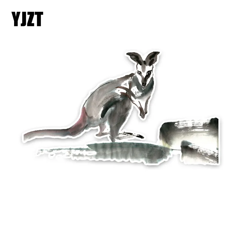 

YJZT 10CM*17.3CM Kangaroo Animal Ink Painting PVC Car Sticker Decal Graphical C29-0559