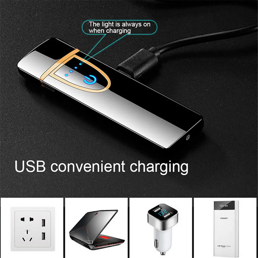 Двусторонняя Зажигалка usb зарядка сенсорный датчик переключатель ветрозащитный