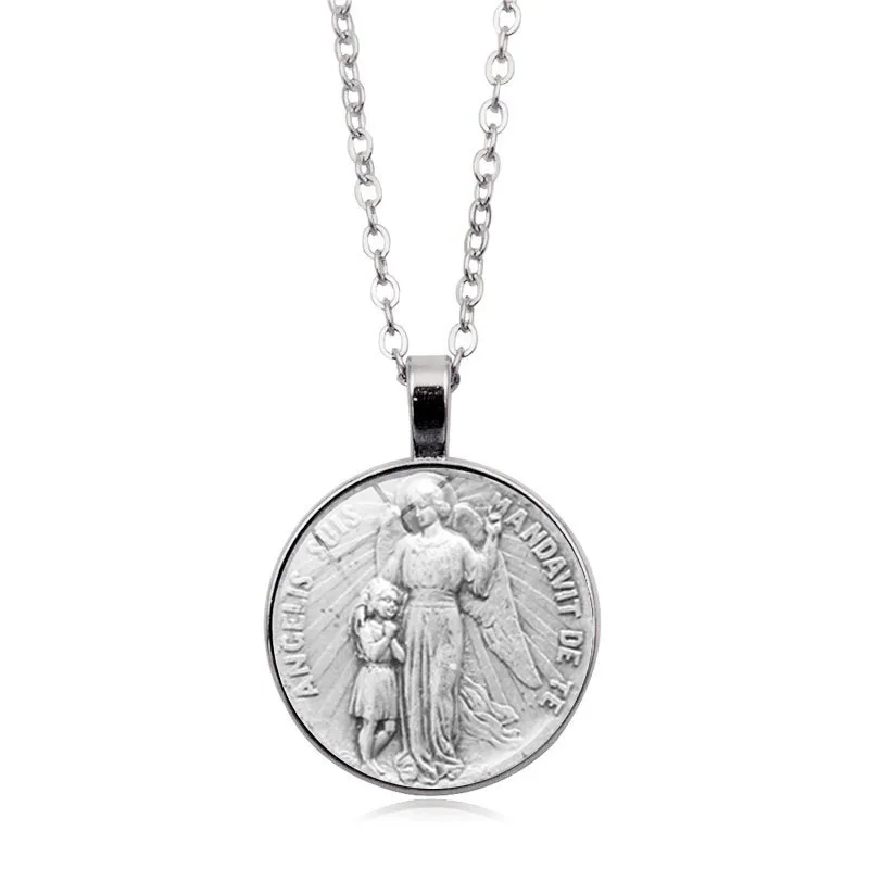 XSWX2178-Silver Мужское ожерелье, Archangel St. Майкл, защитите меня, Сейнт щит, защита, шарм, русский орходокс, подвеска, цепочка, ожерелье - Metal Color: XSWX2178-Silver