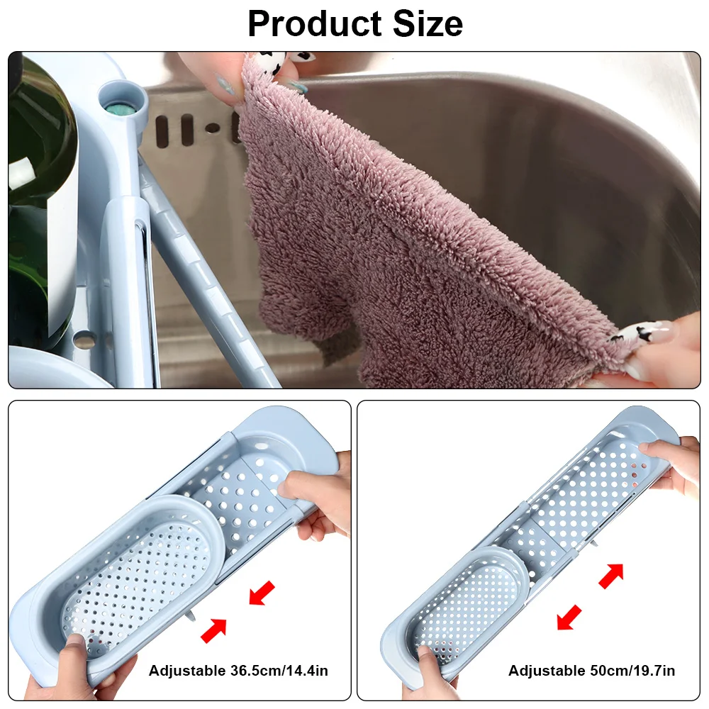 

Adjustable Telescopic Sink Holder Expandable Kitchen Sink Organizer Rack Sponge Storage Basket Bag Faucet for Home Kitchen