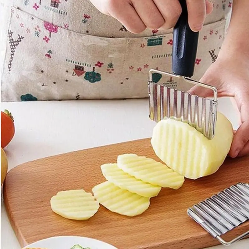 

Norbi Potato Slicers Potatoes Wave Cutting Chopping Knife French Fries Salad Kitchen Gadgets Stainless Steel Cooking Tool