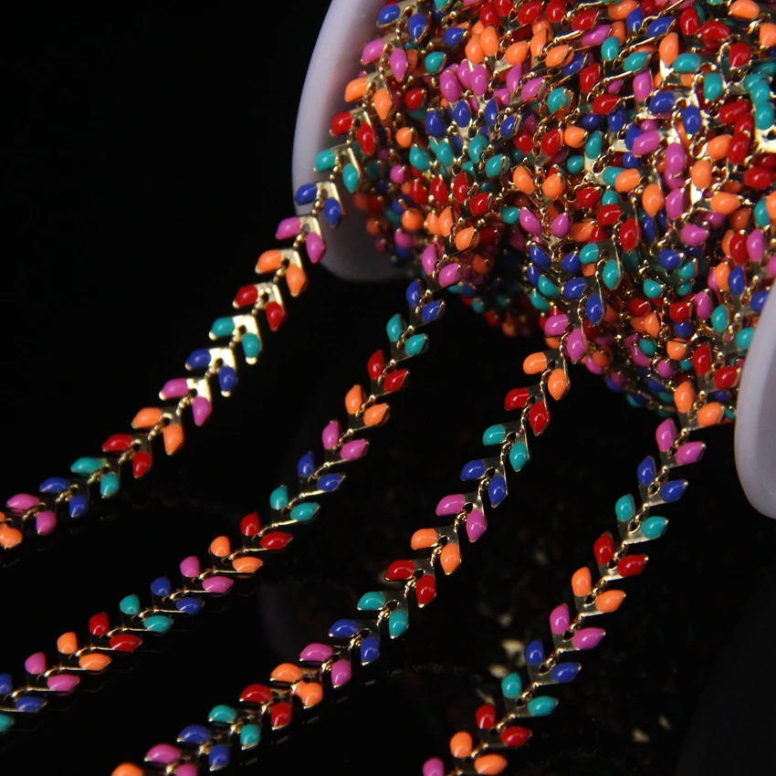 Ожерелье-чокер с эмалью и бусинами 5 метров | Украшения аксессуары