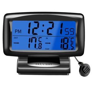 Car Led Thermometer Time Electronic Clock Watch Car Night Light Clock Temperature Display Car Interi in Pakistan
