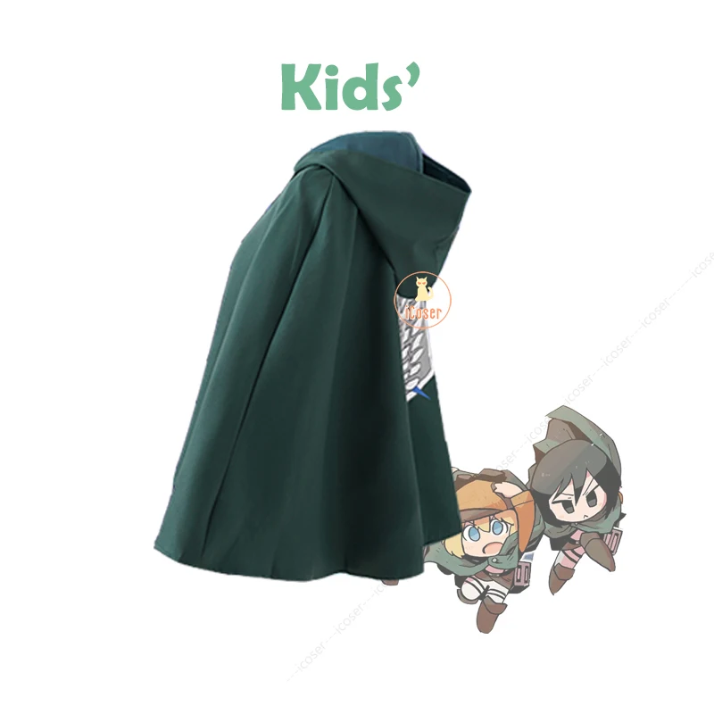 aot Kids Cloak Shingeki No Kyojin Attack on Titan Anime Cosplay Cape Mikasa Levi Ackerman Eren Hange Sasha Armin Outfit |
