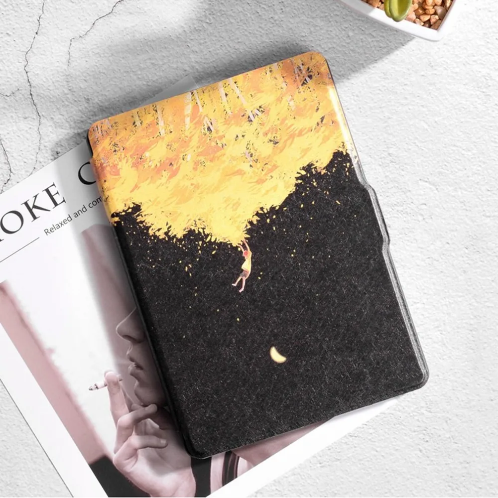 Противоударный чехол с принтом для электронной книги Ультратонкий кожаный