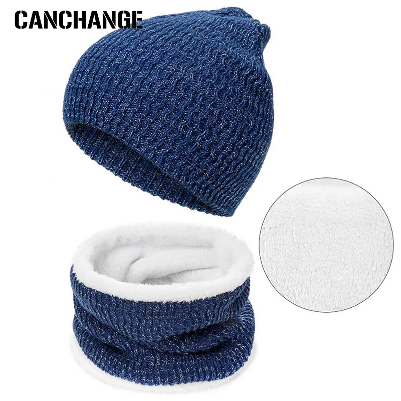 Модная однотонная зимняя шапка шарф костюм вязаная теплая бини для мужчин и