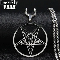 large talisman baphomet stainless steel necklace pendant for menwomen goat pin jewerly satanic pin lucifer patch collier homme