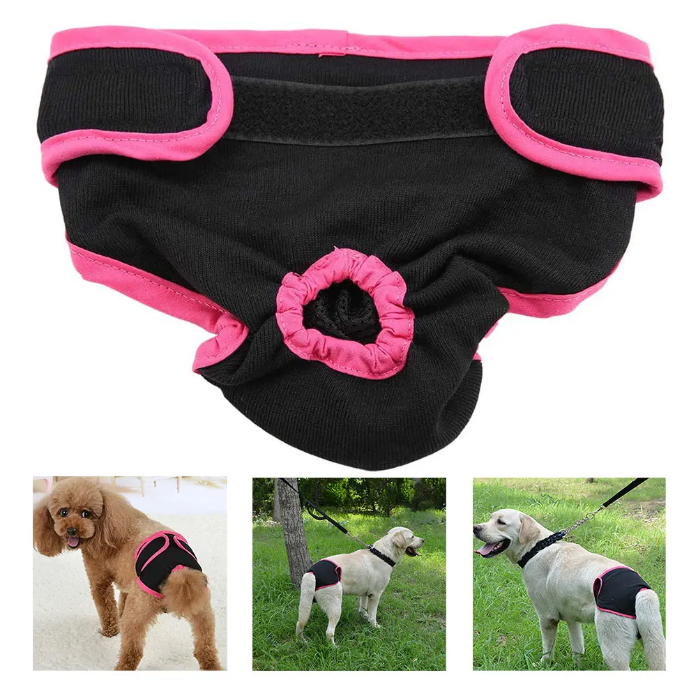 

Washable Female Dog Shots Puppy Cotton Reusable Physiological Pants Diaper Pant Underwear For Small Medium Girl Dogs Size S M L