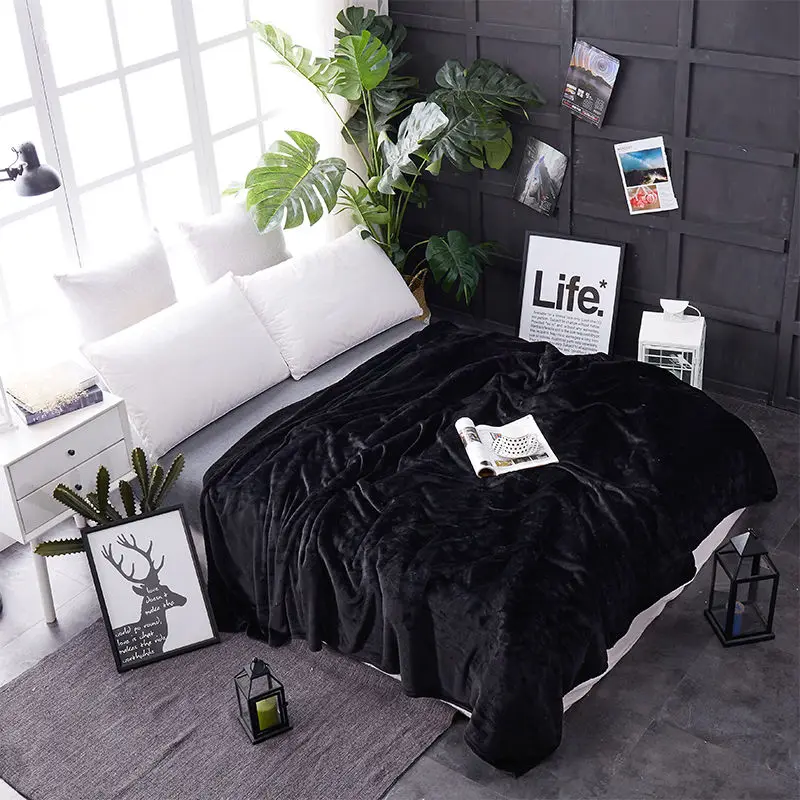 

Soft warm coral fleece blanket winter sheet bedspread sofa solid color blankets light thin mechanical wash flannel blanket