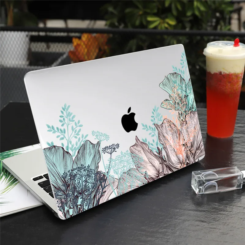 Пластиковый чехол с принтом зеленых листьев для Macbook Air 11 12 13 A2337 2020 Pro A2338 A2289 15 16 Touch