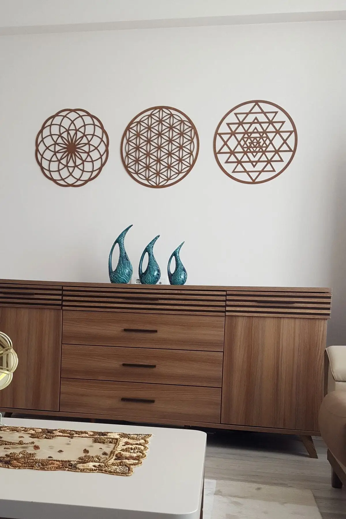 

3D Wall Wood Wall Decor Mdf New Style Your Home Office Art decoration Home Gifts Vintage Flower of Life Sri Yantra And Torus