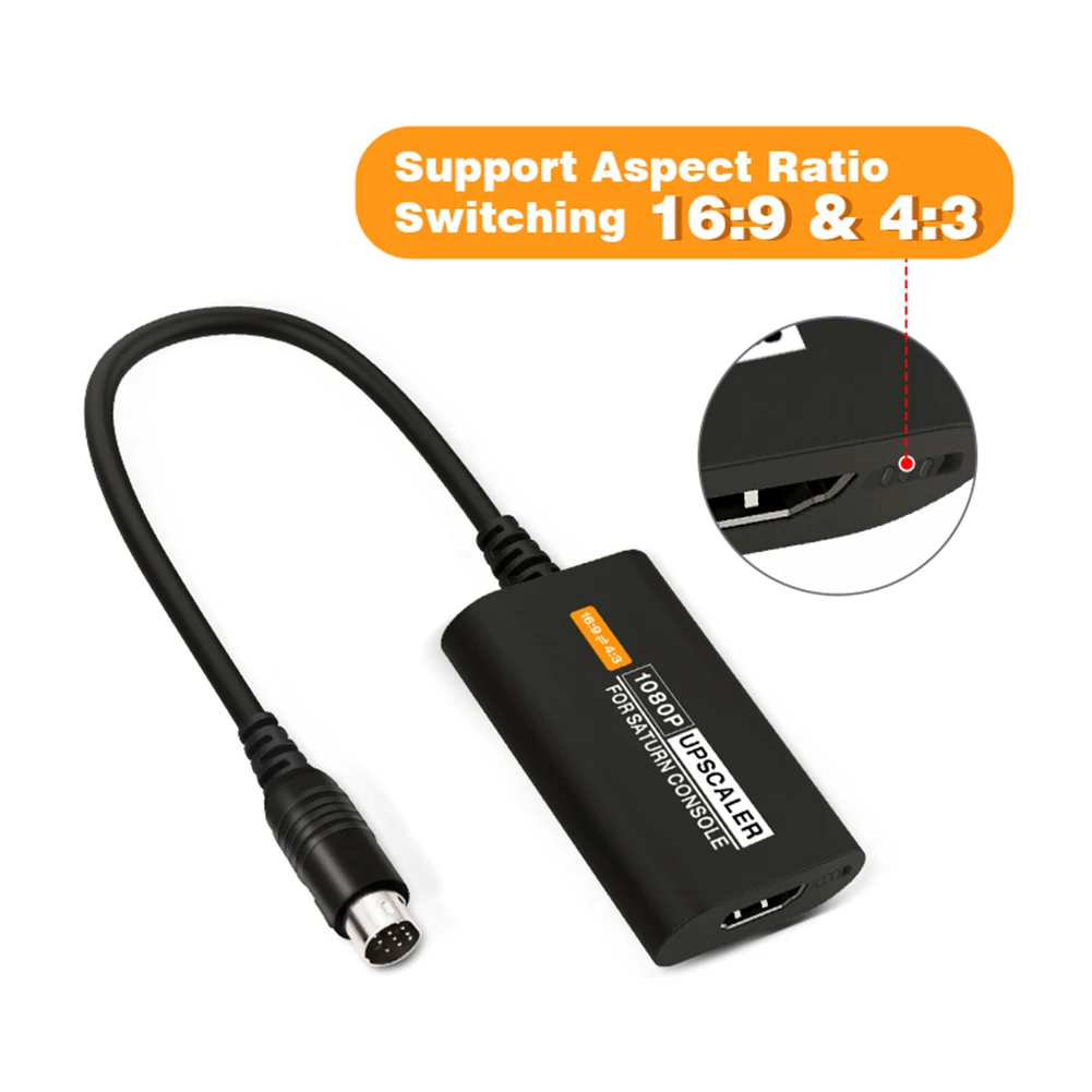 Игровая консоль HDMI совместимый адаптер для Sega Saturn 1080P HD ТВ конвертер с кабелем 16/9