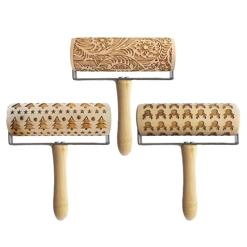 

С рождественским принтом скалка для печенья с гравировкой Скалка Кухня кухонные принадлежности, приспособления для лапши печенье, фондан, ...